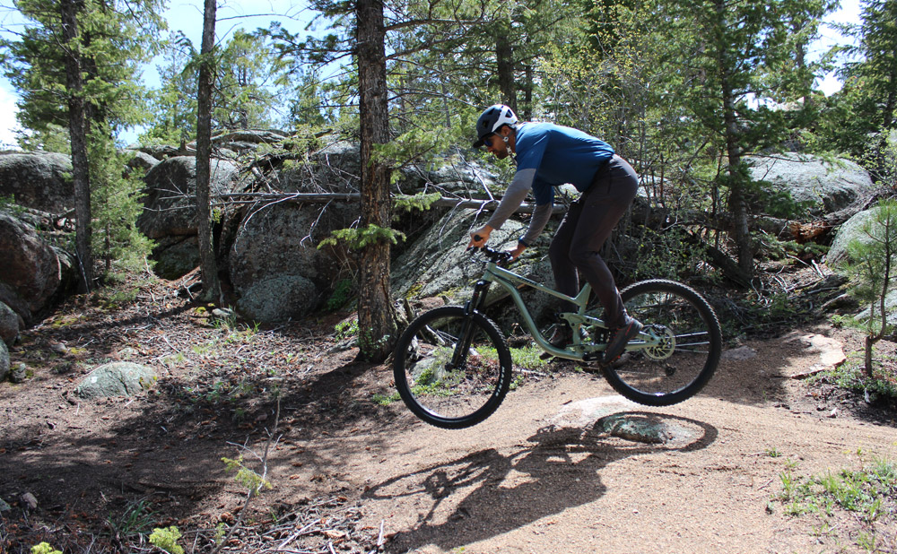man mountain biking at shoshana ranch